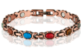 Magnetic Copper Tone Link Bracelet Multi Color Stone