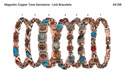 Buy Magnetic Copper Tone Link Bracelet Multi Color Stone 