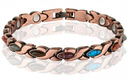Buy Magnetic Copper Tone Link Bracelet Multi Color Stone 