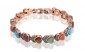 Magnetic Copper Tone Link Bracelet Multi Color Stone