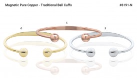 Magnetic Pure Copper Traditional Ball Cuff