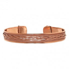 Pure Copper Cuff Bracelet With Braided-Style