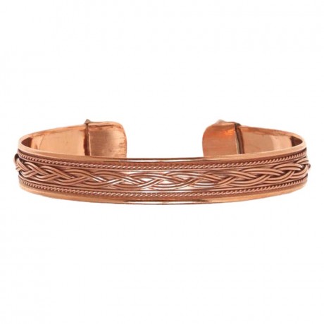 Pure Copper Cuff Bracelet With Braided-Style