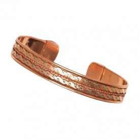Pure Copper Cuff Bracelet With Cap SS Two-Tone
