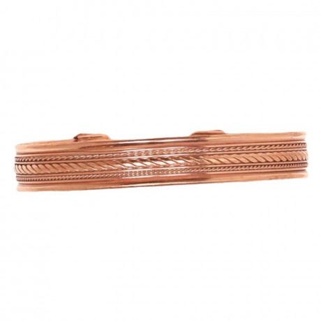 Pure Copper Cuff Bracelet With Chain-Style