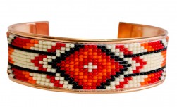 Buy Pure Copper Cuff Native Style Handmade With Czech Bead in Chula Vista, California