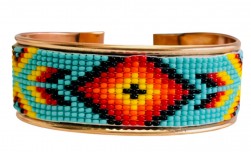 Buy Pure Copper Cuff Native Style Handmade With Czech Bead in Chula Vista, California