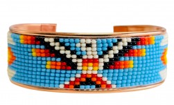 Buy Pure Copper Cuff Native Style Handmade With Czech Bead in Chula Vista, California