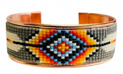 Buy Pure Copper Cuff Native Style Handmade With Czech Bead in Chula Vista, California