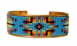 Buy Pure Copper Cuff Native Style Handmade With Czech Bead in Chicago, Illinois