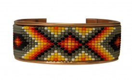 Pure Copper Cuff Native Style Handmade with Czech Bead
