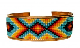 Pure Copper Cuff Native Style Handmade with Czech Bead