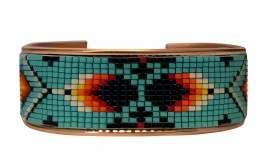 Pure Copper Cuff Native Style Handmade with Czech Bead