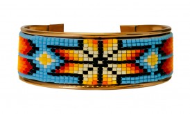 Pure Copper Cuff Native Style Handmade with Czech Bead