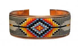 Pure Copper Cuff Native Style Handmade with Czech Bead