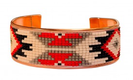 Pure Copper Cuff Native Style Handmade with Czech Bead