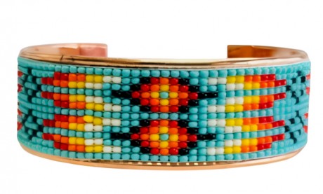Pure Copper Cuff Native Style Handmade with Czech Bead