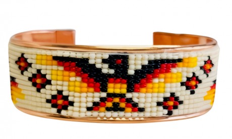 Pure Copper Cuff Native Style Handmade with Czech Bead