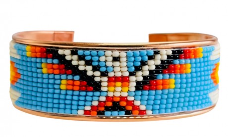 Pure Copper Cuff Native Style Handmade with Czech Bead