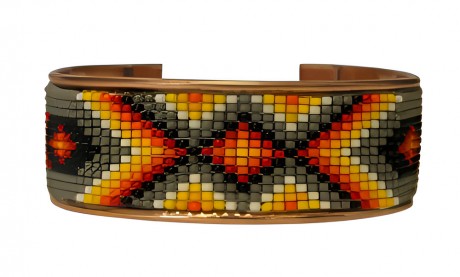 Pure Copper Cuff Native Style Handmade with Czech Bead