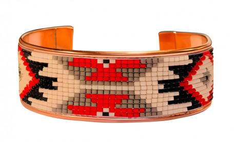 Pure Copper Cuff Native Style Handmade with Czech Bead